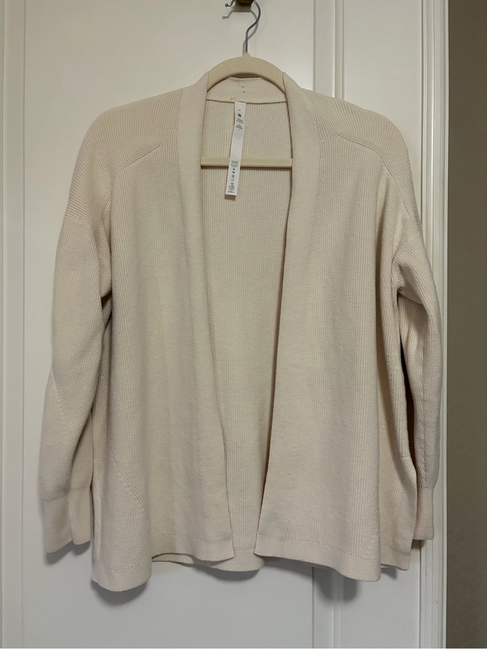 🍋🤍Lululemon Merino Wool Bone Ribbed Open-Front Wrap Knit Cardigan Sweater🤍🍋